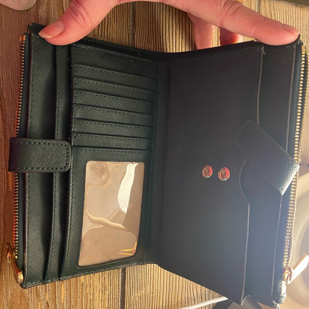 Michael Kors Adele Leather Wallet In Deep Green - image 2